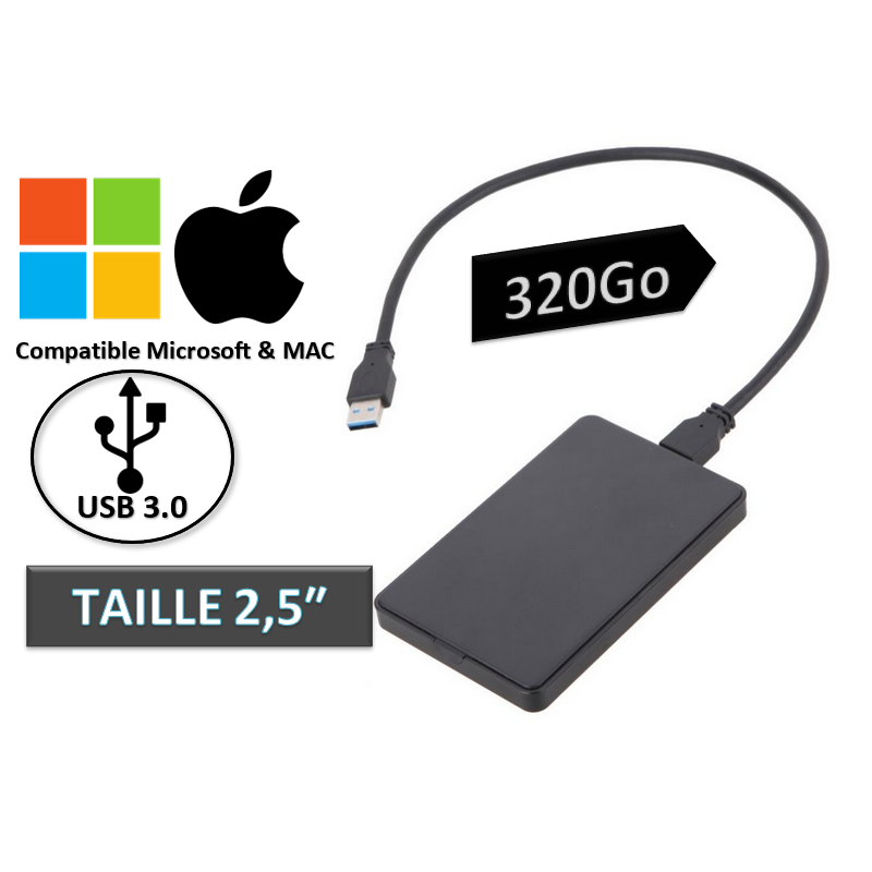 Disque dur externe pour disque dur 1 To / 320 Go / 60 Go USB 3.0 portable  de sauvegarde pour PC, ordinateur portable, ordinateur de bureau, MacBook,  Xbox One, PS4, Smart TV (60 Go, bleu) : : Informatique